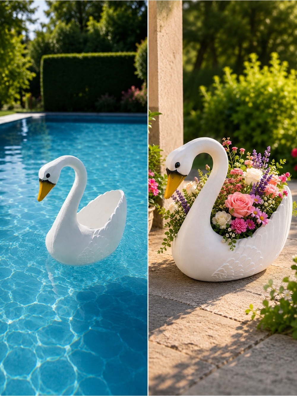 White Swan Planter / Pool Float - Decorative